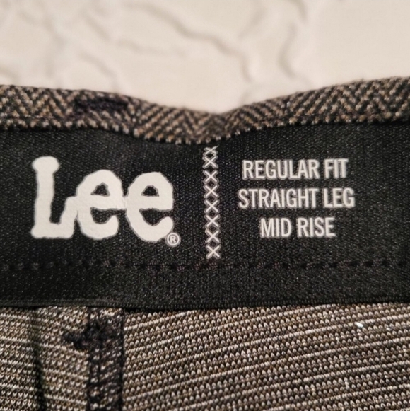Lee Regular Fit Straight Leg Mid Rise Brown Tweed Creased Dress Pants Size 14 - Picture 10 of 11